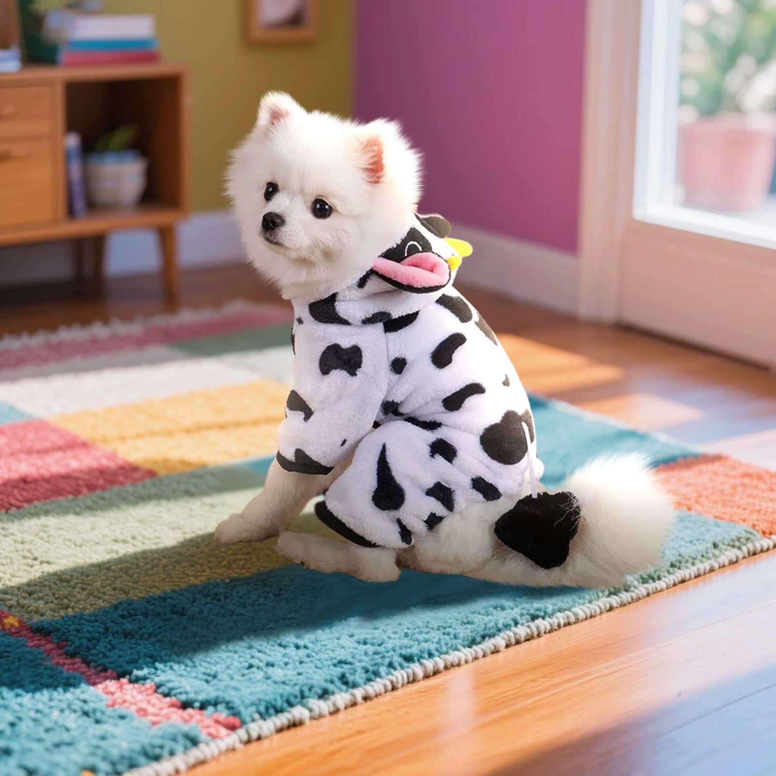 Cute Cow Pet Costume Warm Plush Dog Costume for Halloween Christmas for Dogs and Puppies Fashionable Designer Costumes