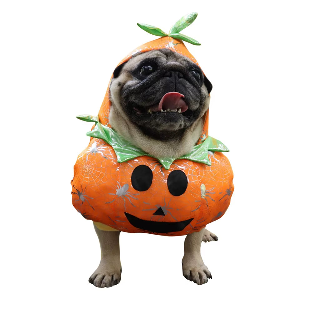 Dog Cat Halloween Pumpkin Costume Pet Cosplay Costumes Adjustable Animal Autumn Winter Clothes for Halloween Party Thanksgiving
