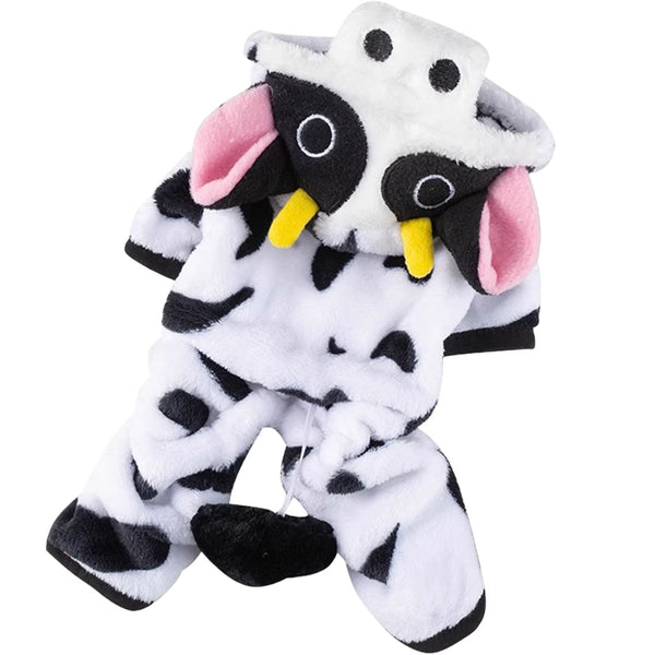 Cute Cow Pet Costume Warm Plush Dog Costume for Halloween Christmas for Dogs and Puppies Fashionable Designer Costumes
