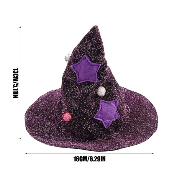 Cat Halloween Costume Comfortable Cat Wizard Outfit Witch Dog Costume Cat Cloak Witch Hat Halloween Dog Cloth for S/M Cats Dogs