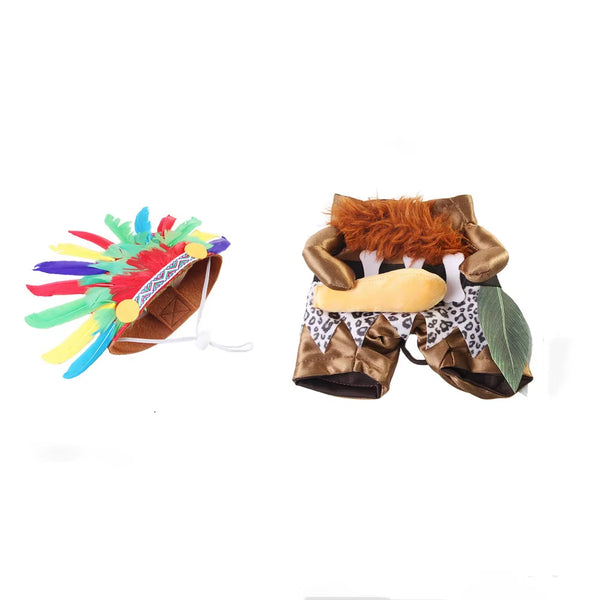 Adjustable Pet Transformation Outfit Interesting Decorative Cat Indian Chief Outfit Cute Halloween Pet Costume for Dogs Cats